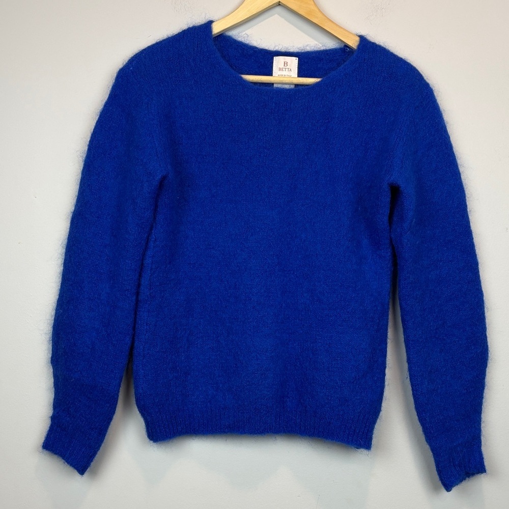 Betta Made in Italy Mohair Knit Sweater | Cobalt Blue French Minimalist - Picture 2 of 9